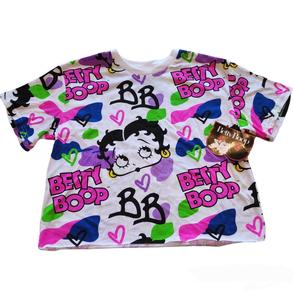 Betty Boop Juniors/Womens Graphic Crop Top Tee Size Medium